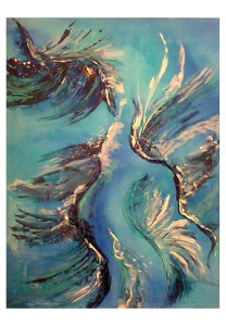 032-w Blaue Federbüschel